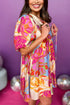 Floral Print Split Neck Babydoll Dress